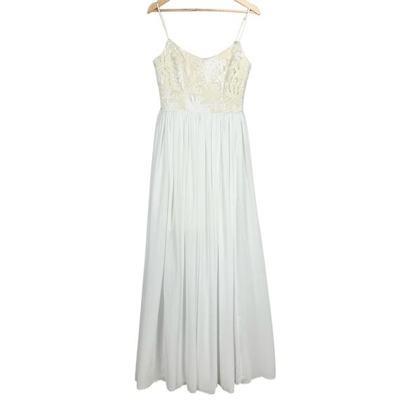 Dress The Population Asha Lace and Chiffon Maxi Dress in White and Ivory, Size S - Picture 9 of 14
